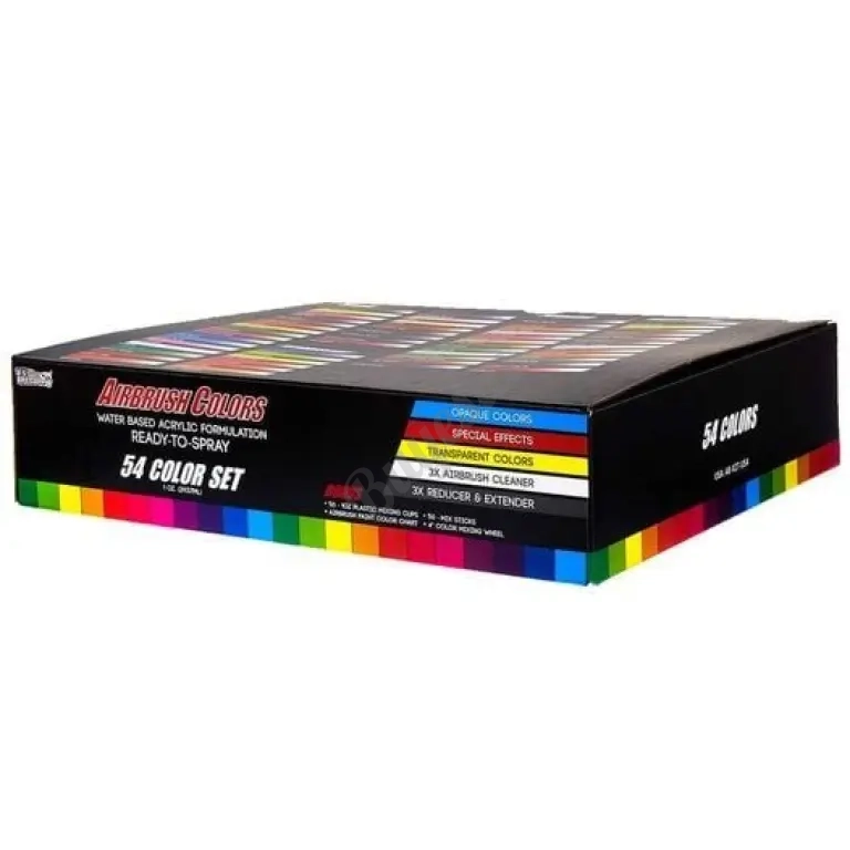 Master Airbrush Aerografo Profesional + Set De 54 Tintas