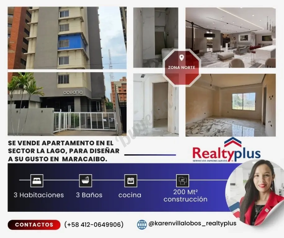 Se vende hermoso Apartamento, ubicado en el Sector La Lago, para diseñar a tu gusto, Maracaibo.